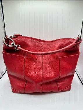 DANIELLA ORTIZ RED LEATHER HOBO SHOULDER BAG WITH SIZE POCKETS MEDIUM SIZE